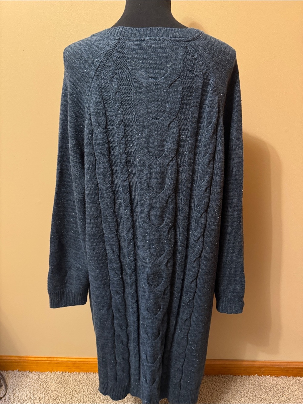 J. Jill Dark Teal Cable-Knit Long Sleeve Midi Dress - Picture 4 of 8